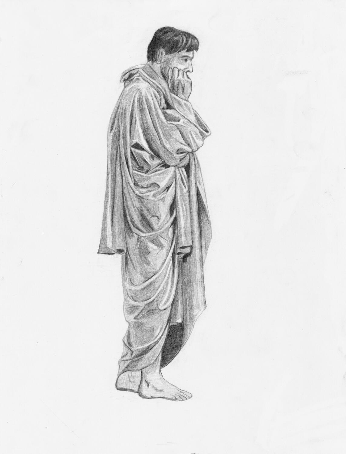 A master study of Sir Francis Bernard Dicksee's drapery study. 11x14 inches, graphite on paper.