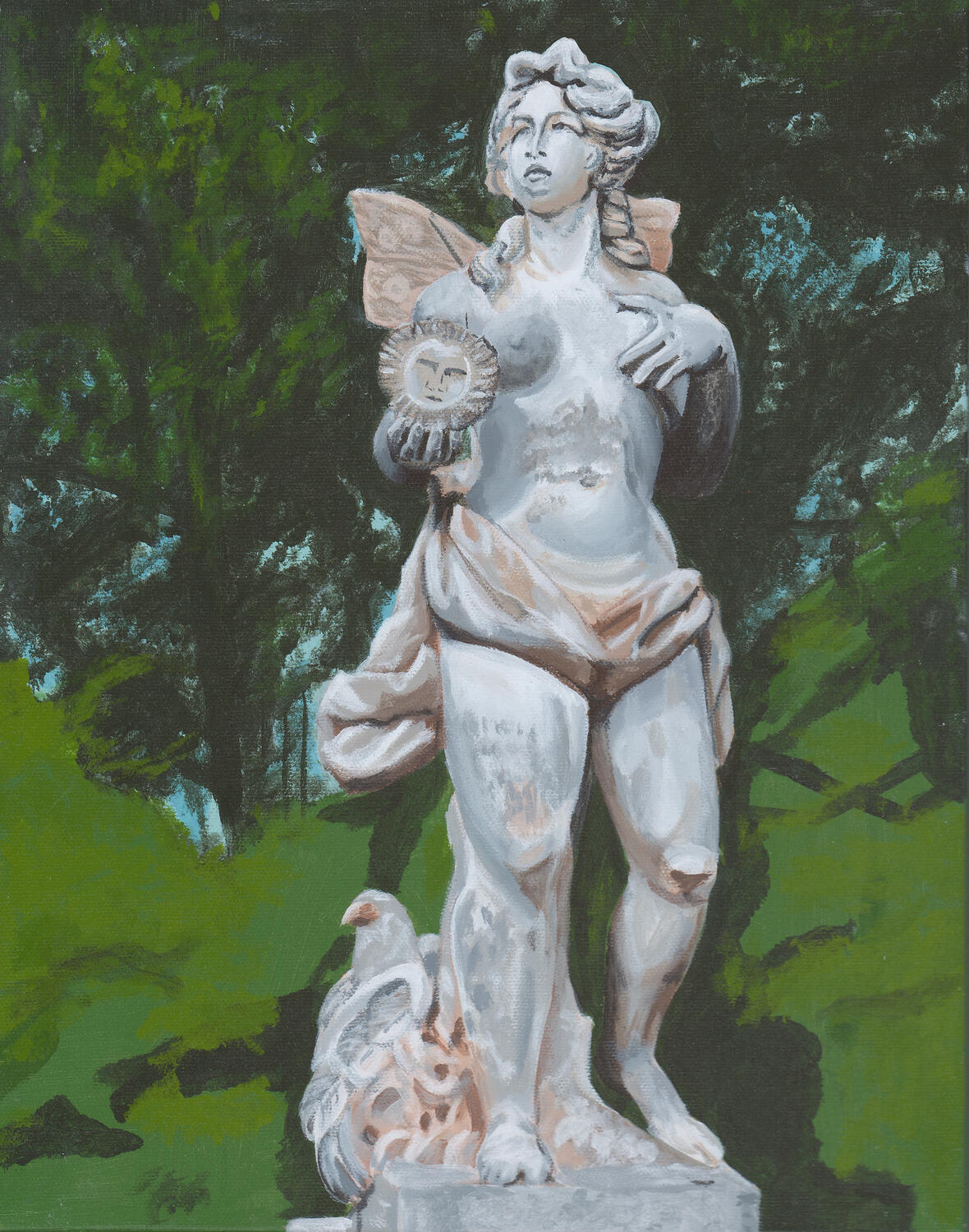 A study of the statue "Truth," displayed in the gardens of the Huntington Estate. 11x14, acrylic on canvas.
